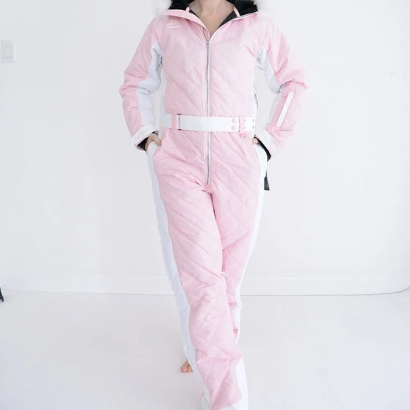 Tipsy Elves Powder Pink One Piece Ski Suit Snowsuit Size L NWT - Picture 2 of 14